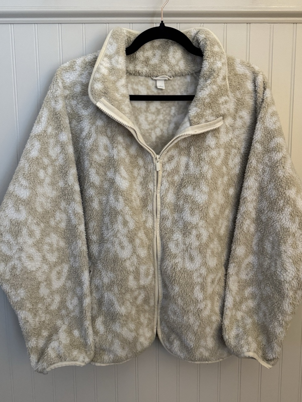 All in Motion Women's High Pile Fleece Full Zip Jacket Cream Large